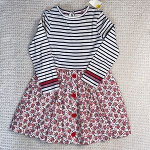 NWT MINI BODEN FLOWER/STRIPES DRESS